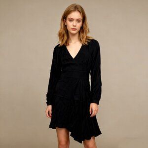 NWT Equipment Mini Dress Alexandria Asymmetric Solid Black Size 4 $348